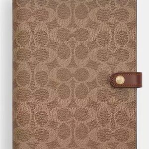 #38 Authentic Coach Signature Canvas Notebook Gold/Tan/Brown